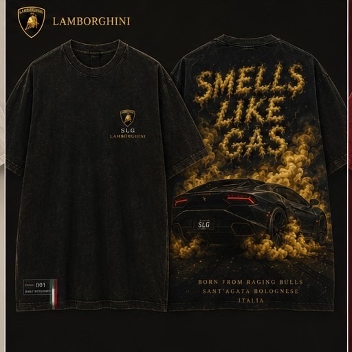 Washed black Raging Bulls performance-car graphic tee shown from the front and back