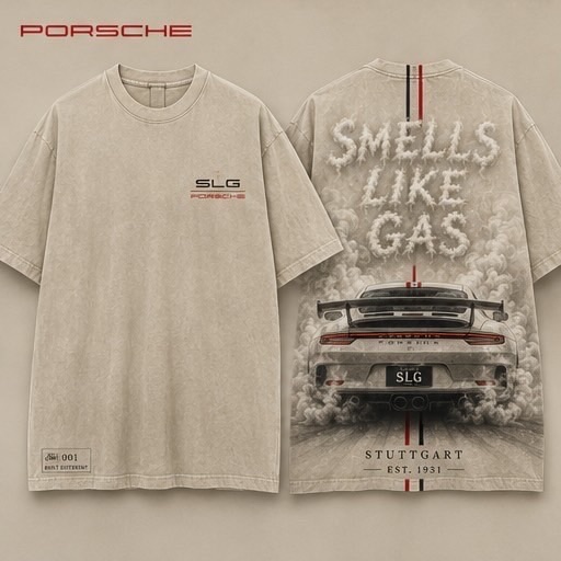 Vintage cream Stuttgart smoke graphic tee shown from the front and back